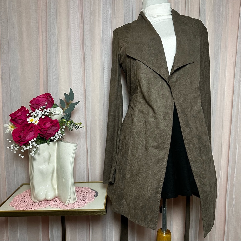Potter's Pot Suede-Look Brown long sweater